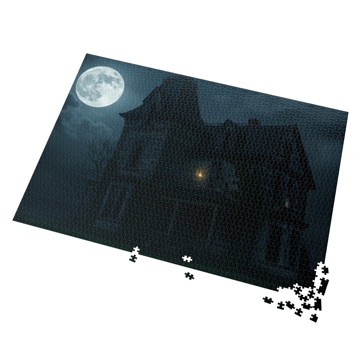110, 252, 500, 2000 Haunted House Jigsaw Puzzle with Tin, Haunted House Under Full Moon – Spooky Puzzle for Halloween Nights, Ghostly Manor Puzzle, Abandoned House in Moonlight, The Forgotten Estate