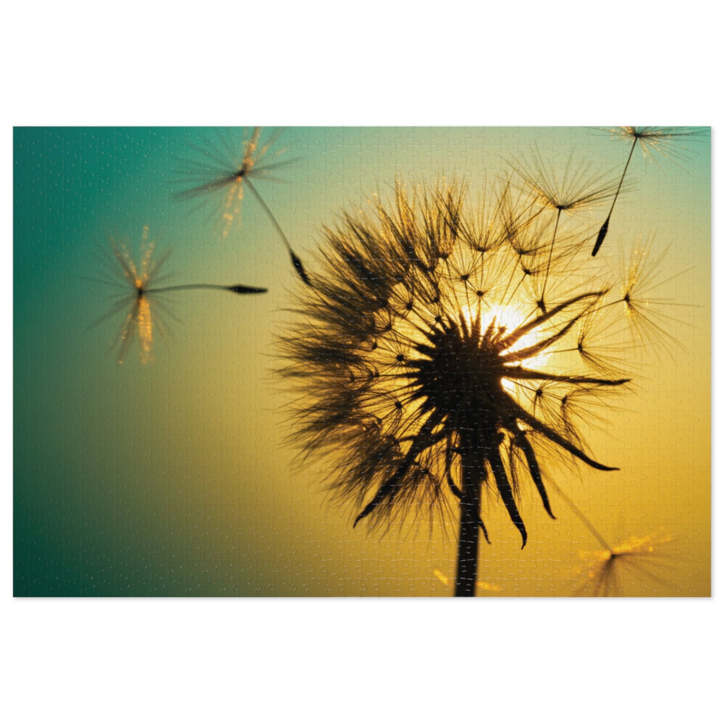 110, 252, 500, 1000, 2000 jigsaw puzzle | Golden Dandelion Glow Puzzle – Serene Nature Jigsaw | Peaceful Sunset Art