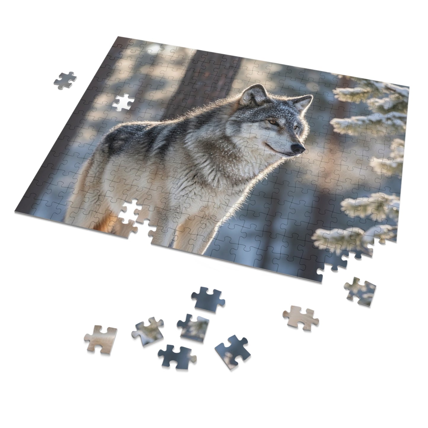Gray Wolf Winter Jigsaw Puzzle Snowy Forest Wildlife Nature