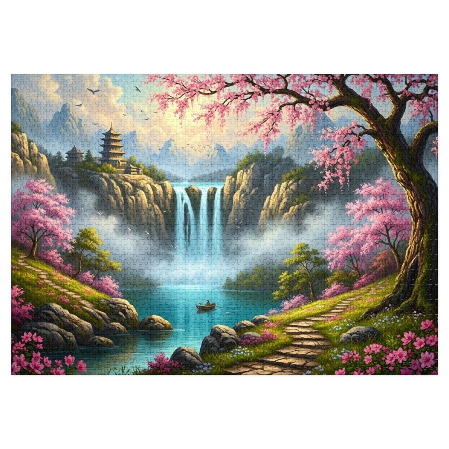 Cherry Blossom Waterfall Jigsaw Puzzle