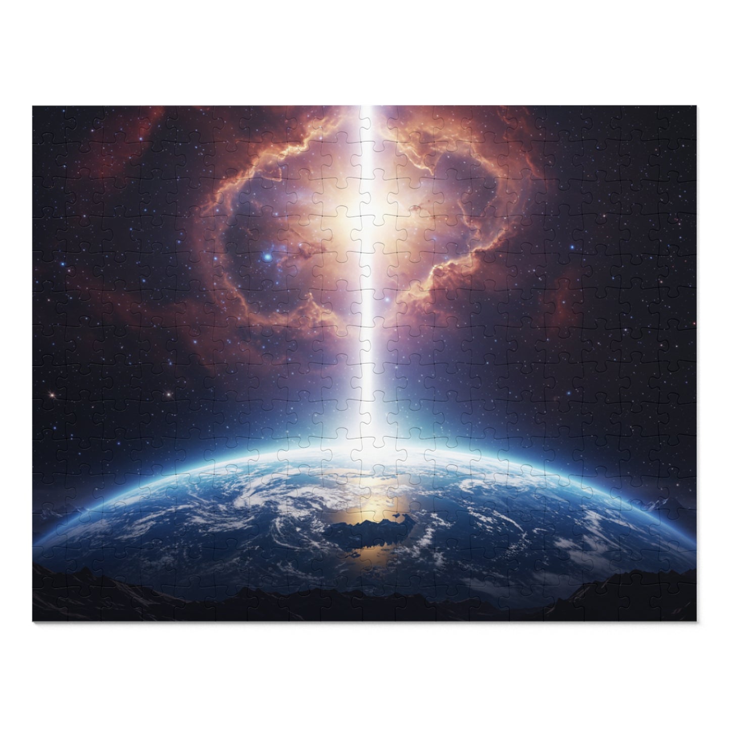 110, 252, 500, 1000, 2000 Planet Earth in Lightbeam Puzzle – Space Explorer Theme | Space Earth Art Jigsaw | Galaxy Scene | Earth from Space View