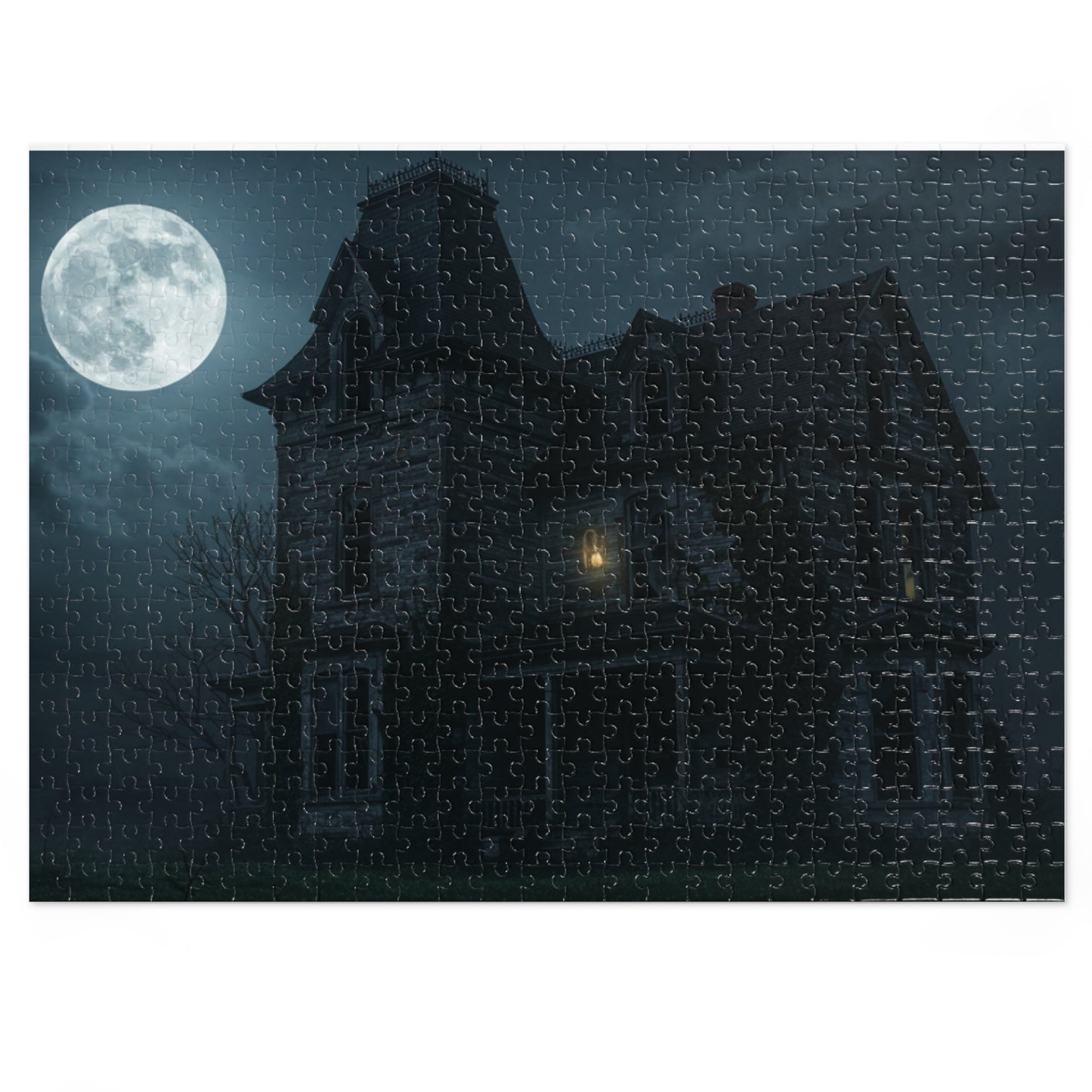 110, 252, 500, 2000 Haunted House Jigsaw Puzzle with Tin, Haunted House Under Full Moon – Spooky Puzzle for Halloween Nights, Ghostly Manor Puzzle, Abandoned House in Moonlight, The Forgotten Estate