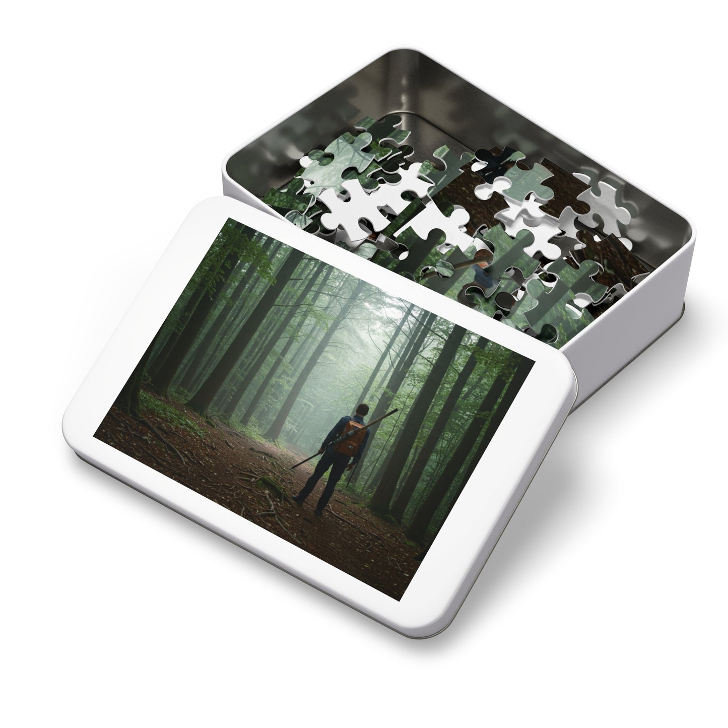 110, 252, 500, 1000, 2000 Forest Adventure Jigsaw Puzzle with Tin, Deep Forest Hike Puzzle – Explorer, Foggy Forest Trail Puzzle, Into the Forest, Explorer’s Path, Forest Silence