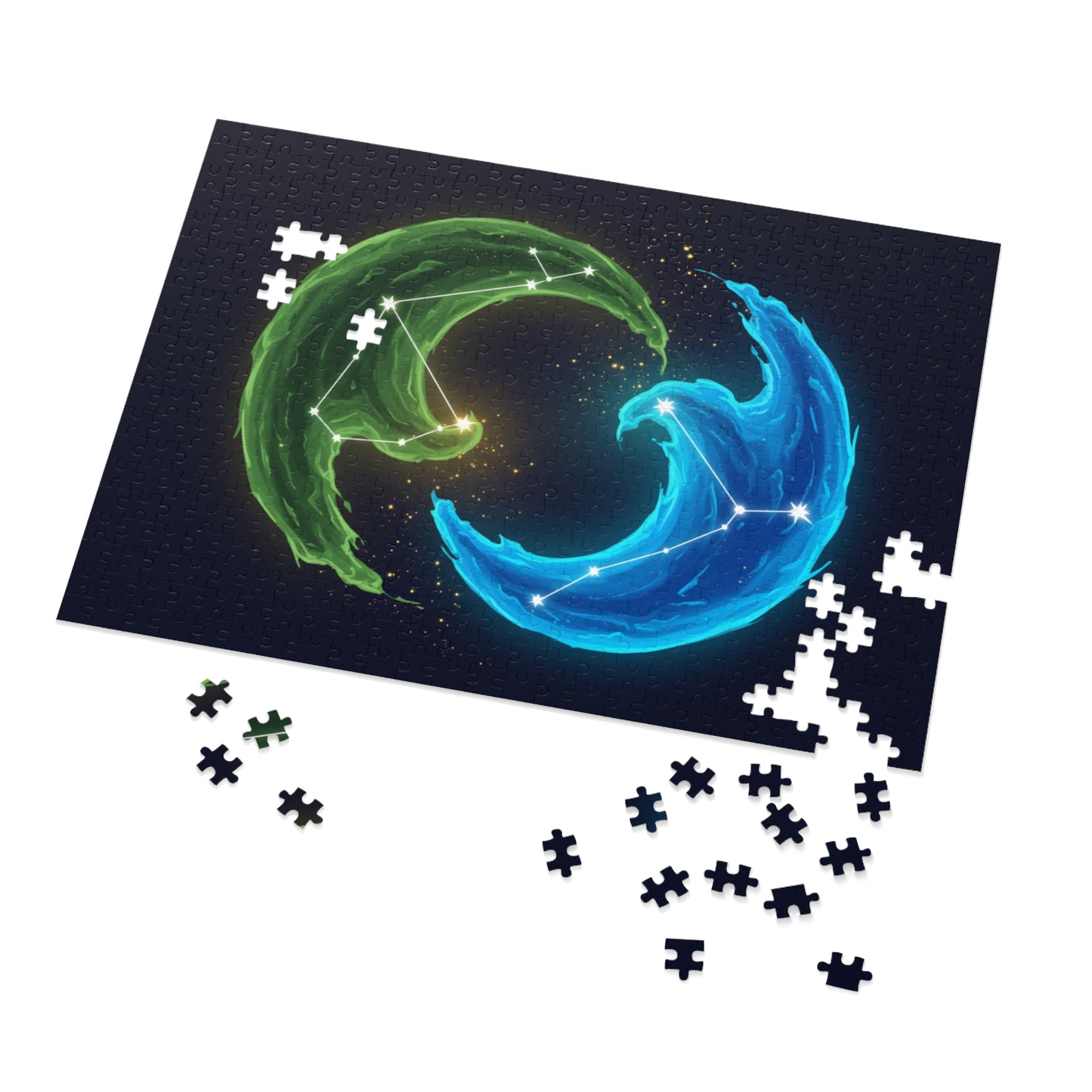 30, 110, 252, 500 pcs Cosmic Energy Flow Jigsaw Puzzle, Celestial Constellation Puzzle, Yin Yang Elements Puzzle, Constellations within Energy Waves