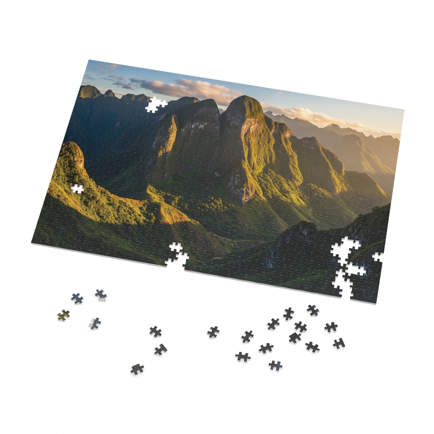 110, 252, 500, 1000, 2000 Jigsaw Puzzle, Sunlit Mountain Valley Jigsaw Puzzle – Lush Green Peaks & Scenic Trail View | Nature Puzzle Gift | Relaxing Landscape Puzzle for Adults & Teens