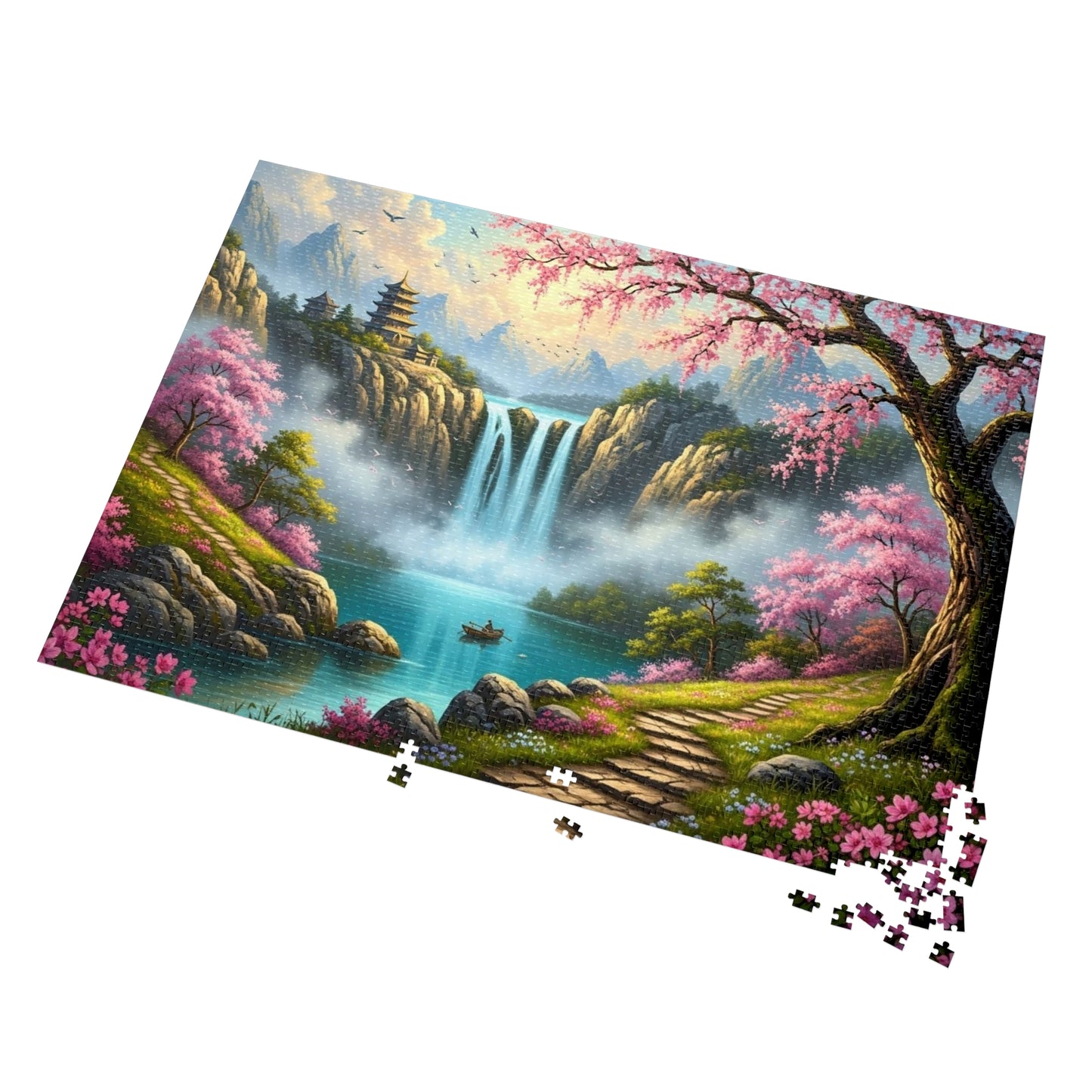 Cherry Blossom Waterfall Jigsaw Puzzle