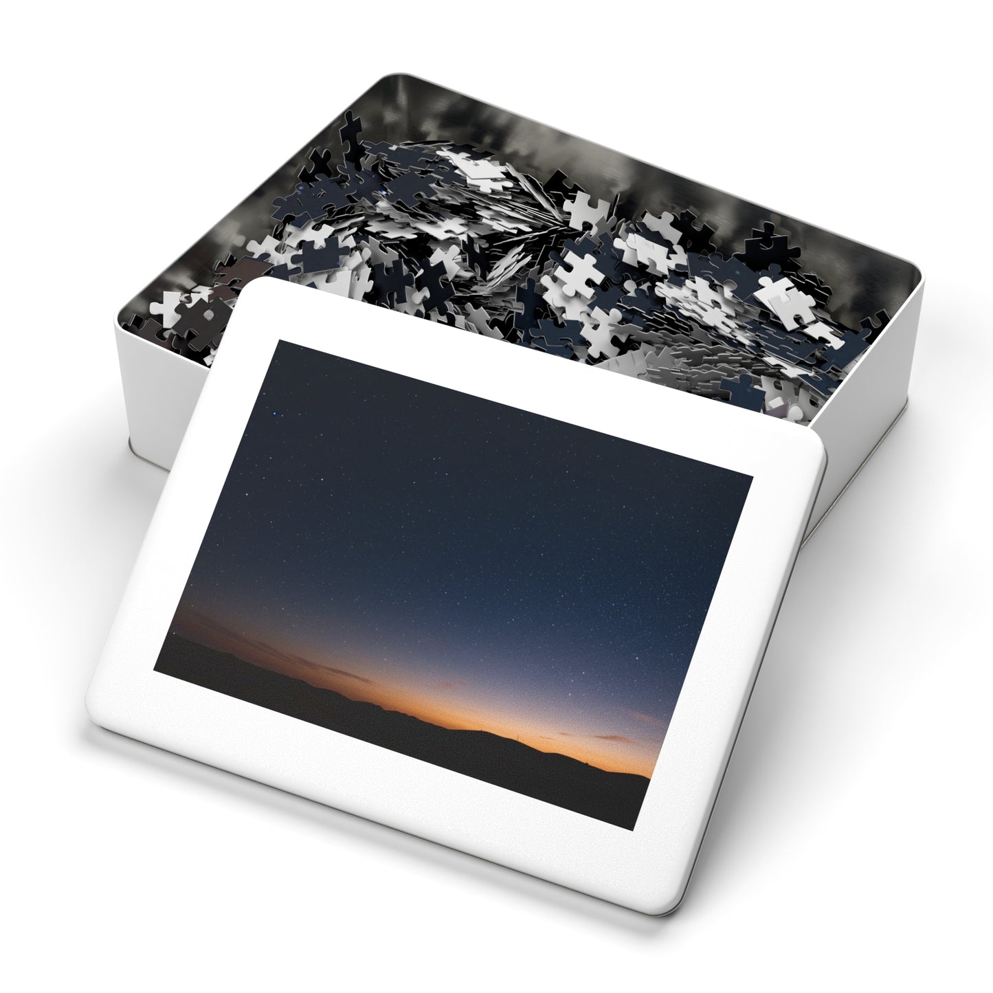 110, 252, 500, 1000, 2000 Starry Night Jigsaw Puzzle with Metal Tin, Desert Night Sky Puzzle, Stargazing Puzzle, Peaceful Landscape Puzzle