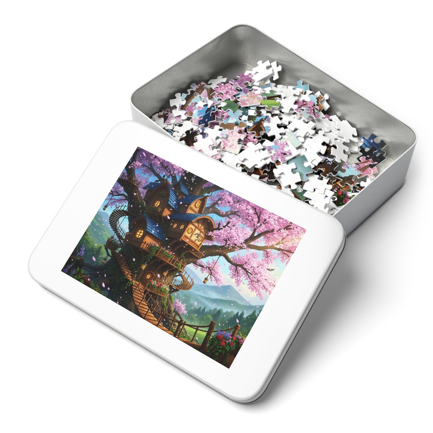 Enchanted Cherry Blossom Treehouse Jigsaw Puzzle