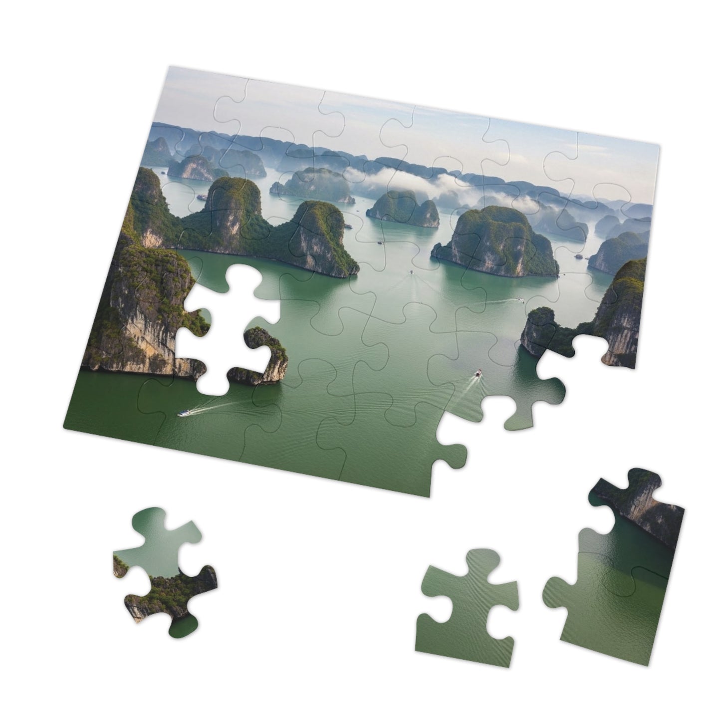 Ha Long Bay Limestone Islands Jigsaw Puzzle 🌊 Emerald Waters, Karst Cliffs & Iconic Vietnam Seascape