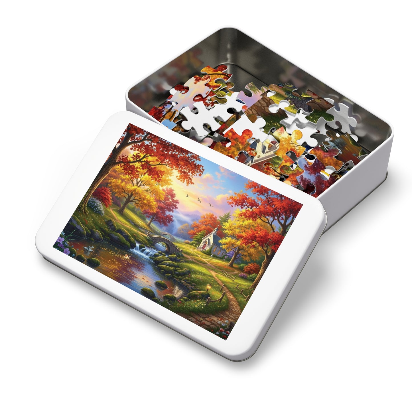 Autumn Chapel Serenity Jigsaw Puzzle