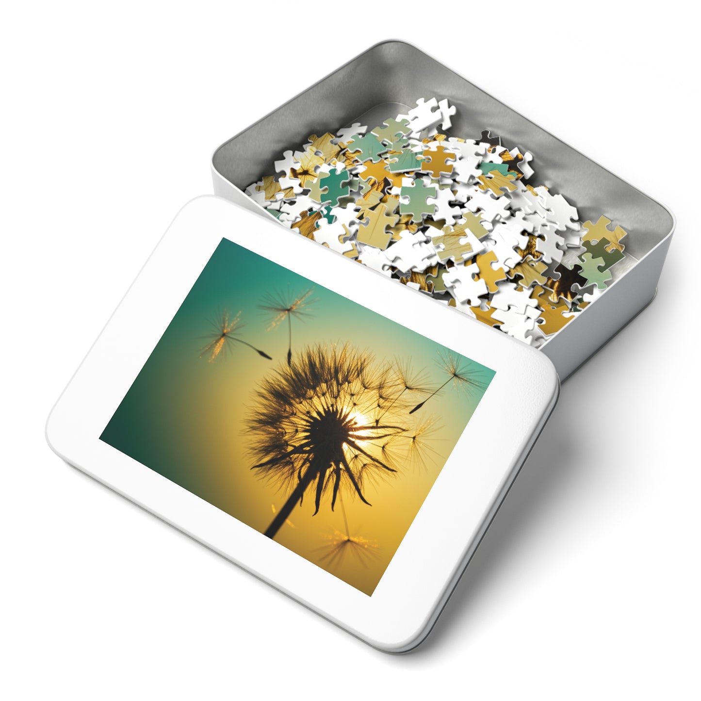 110, 252, 500, 1000, 2000 jigsaw puzzle | Golden Dandelion Glow Puzzle – Serene Nature Jigsaw | Peaceful Sunset Art