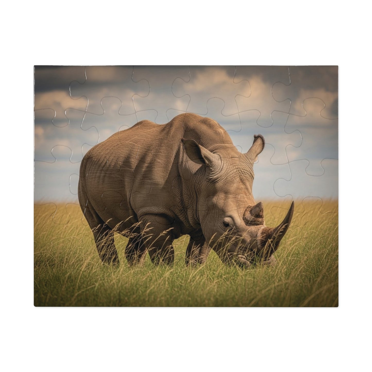 Rhinoceros Savannah Jigsaw Puzzle Majestic African Wildlife Nature Art