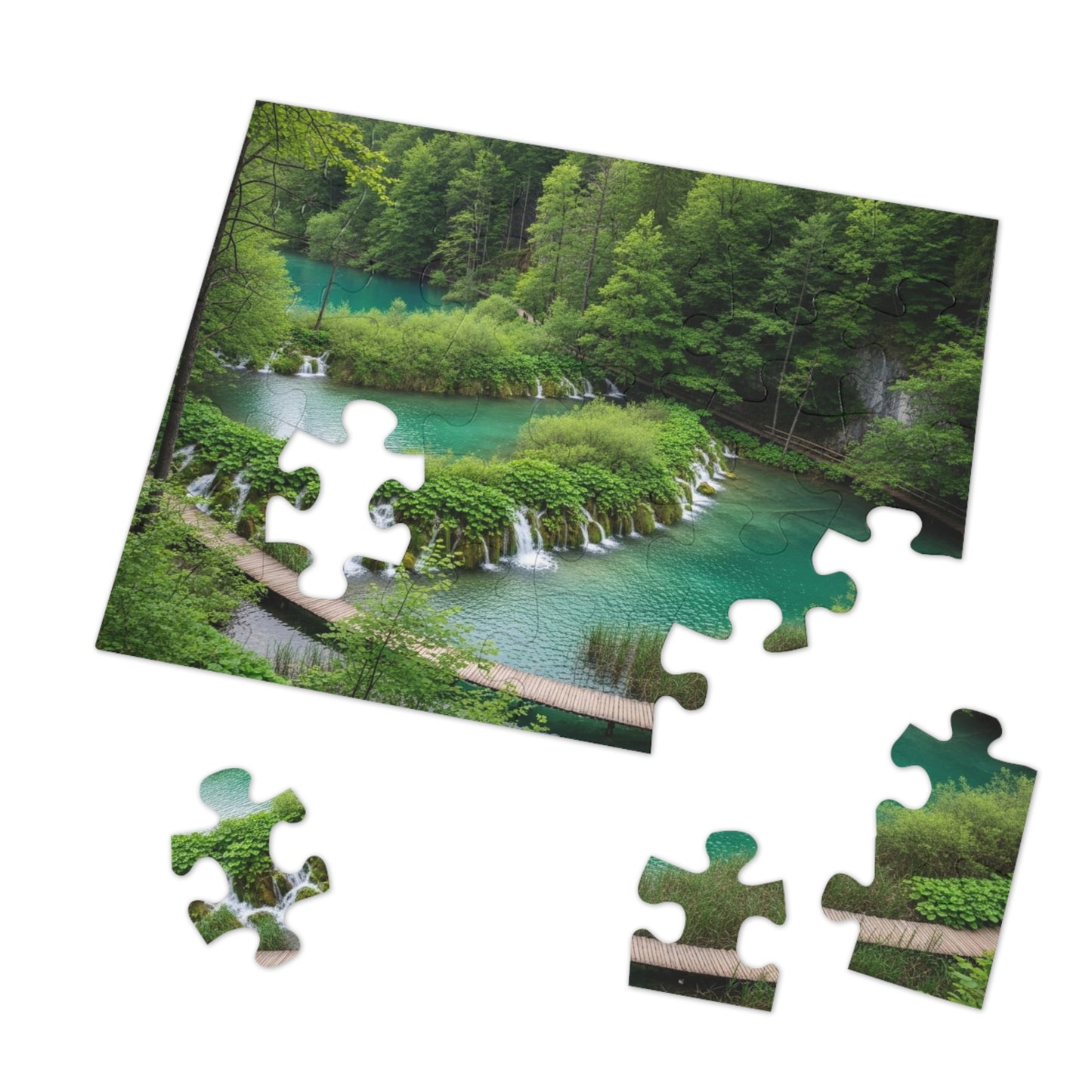 Plitvice Lakes National Park Jigsaw Puzzle 🌿 Emerald Waterfalls, Wooden Walkways & Croatian Nature Wonder