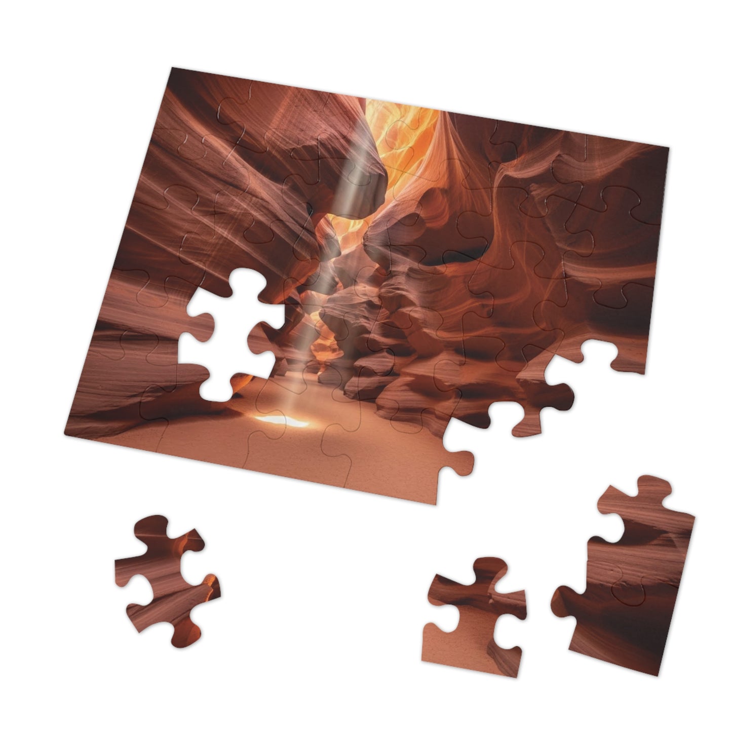 Antelope Canyon Light Beam Jigsaw Puzzle 🌄 Flowing Sandstone, Desert Slot Canyon & Golden Sun Rays
