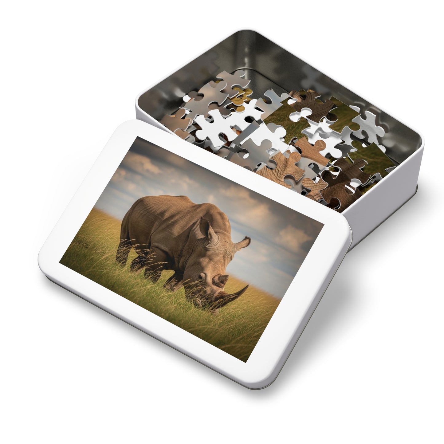 Rhinoceros Savannah Jigsaw Puzzle Majestic African Wildlife Nature Art