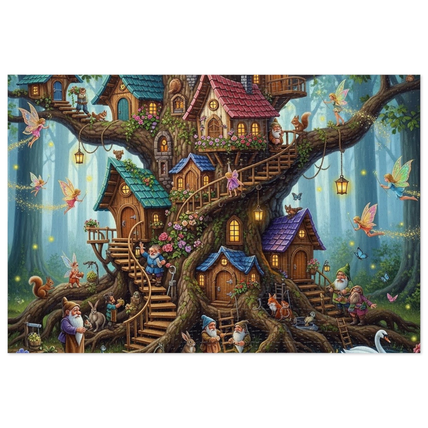 Enchanted Gnome Tree Village Jigsaw Puzzle