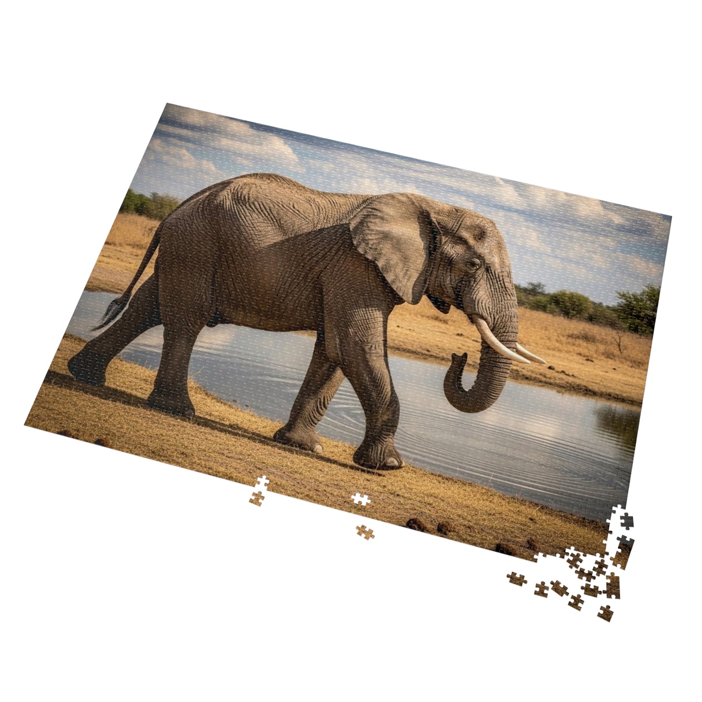 African Elephant at Waterhole Jigsaw Puzzle