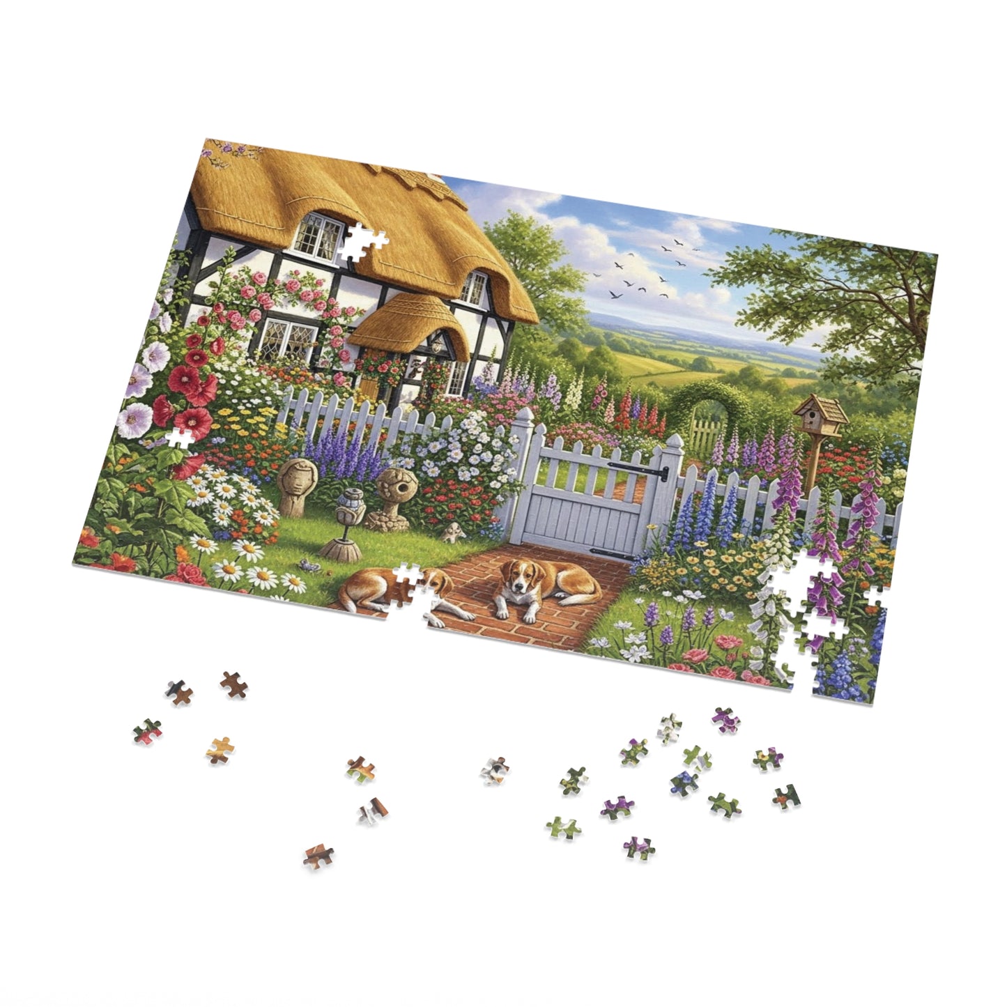 Cozy Cottage Garden Scene Jigsaw Puzzle English Country Home