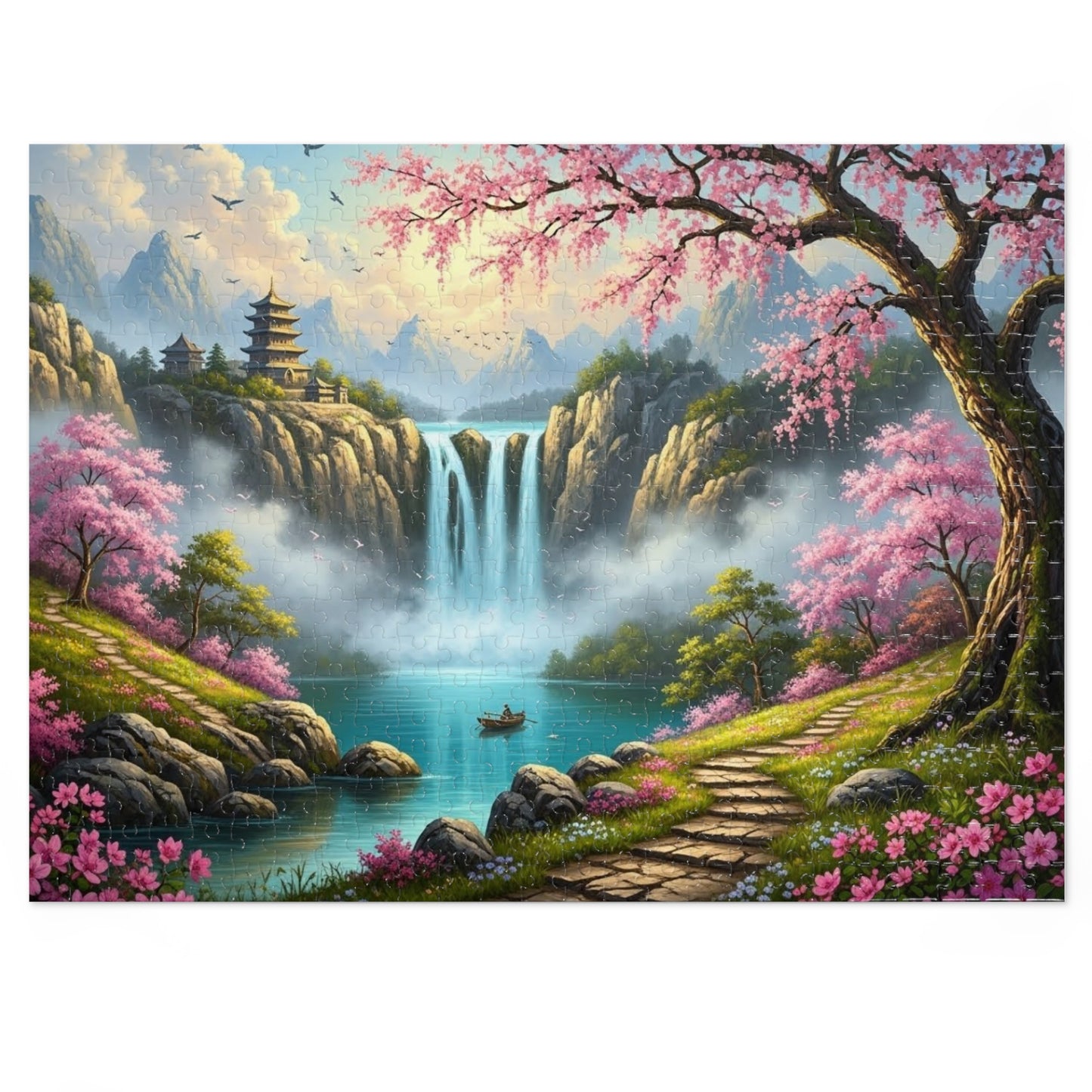 Cherry Blossom Waterfall Jigsaw Puzzle