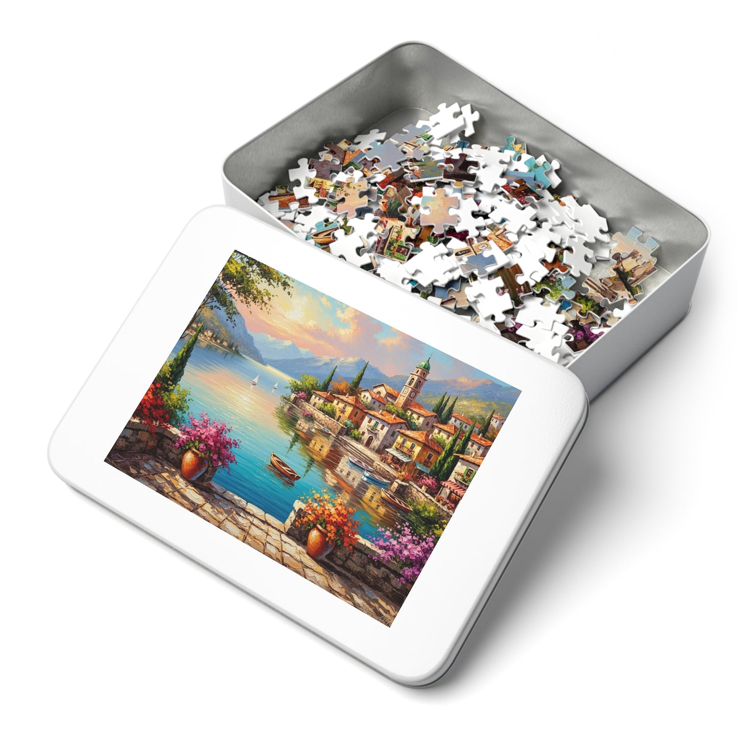 Mediterranean Lakeside Village Jigsaw Puzzle
