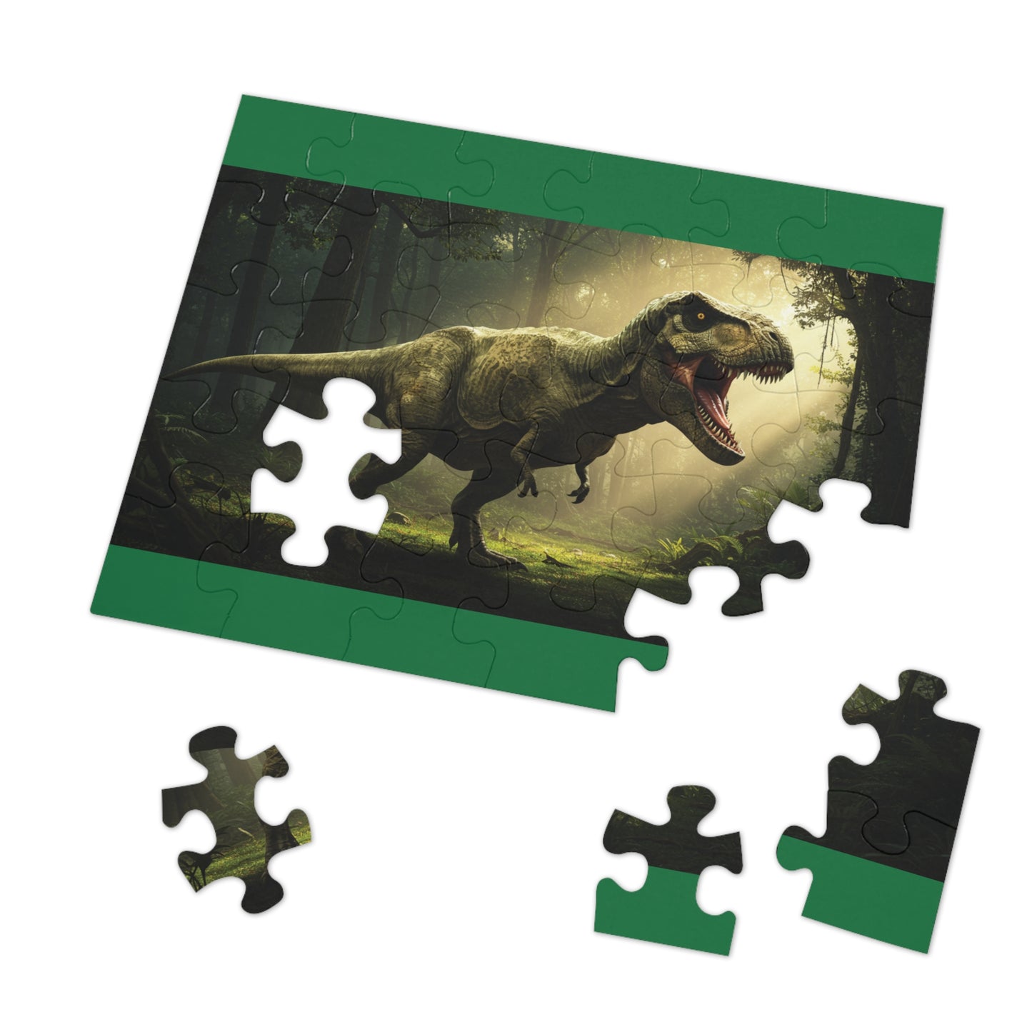 30, 110, 252, 500 T-Rex in Primeval Forest, Jurassic Giant Puzzle, Realistic T-Rex Dinosaur Puzzle, Jungle King T-Rex Puzzle, Savage T-Rex Puzzle, Dinosaur Era Puzzle, Tyrant Lizard King Puzzle, Epic Jungle Puzzle, Dino World Puzzle