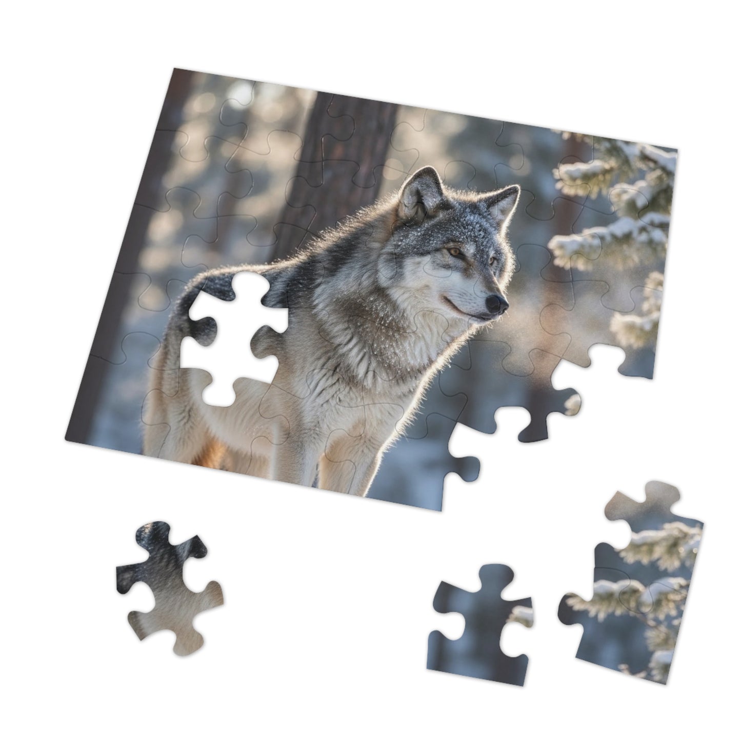 Gray Wolf Winter Jigsaw Puzzle Snowy Forest Wildlife Nature