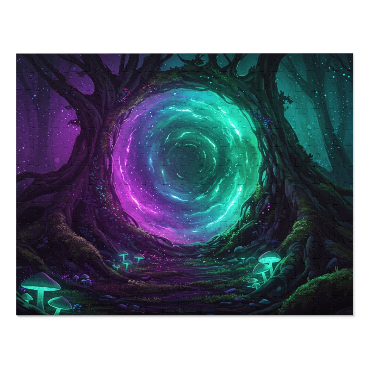 110, 252, 500, 1000, 2000 Mystical Portal Forest Jigsaw Puzzle – Glowing Tree Fantasy Jigsaw | Magical Night Forest Scene, Multiple Sizes |  Dreamlike Fantasy Artwork