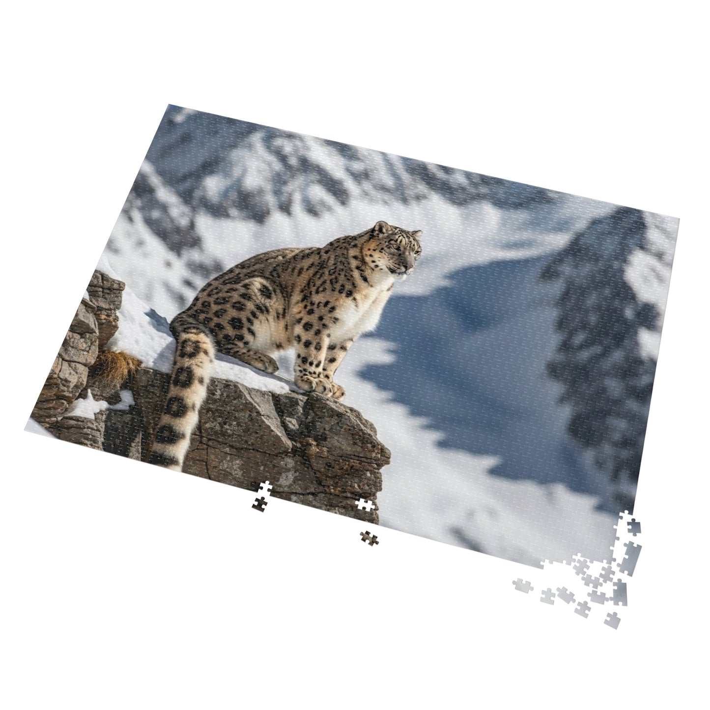 Snow Leopard Mountain Jigsaw Puzzle Majestic Alpine Wildlife Nature Art