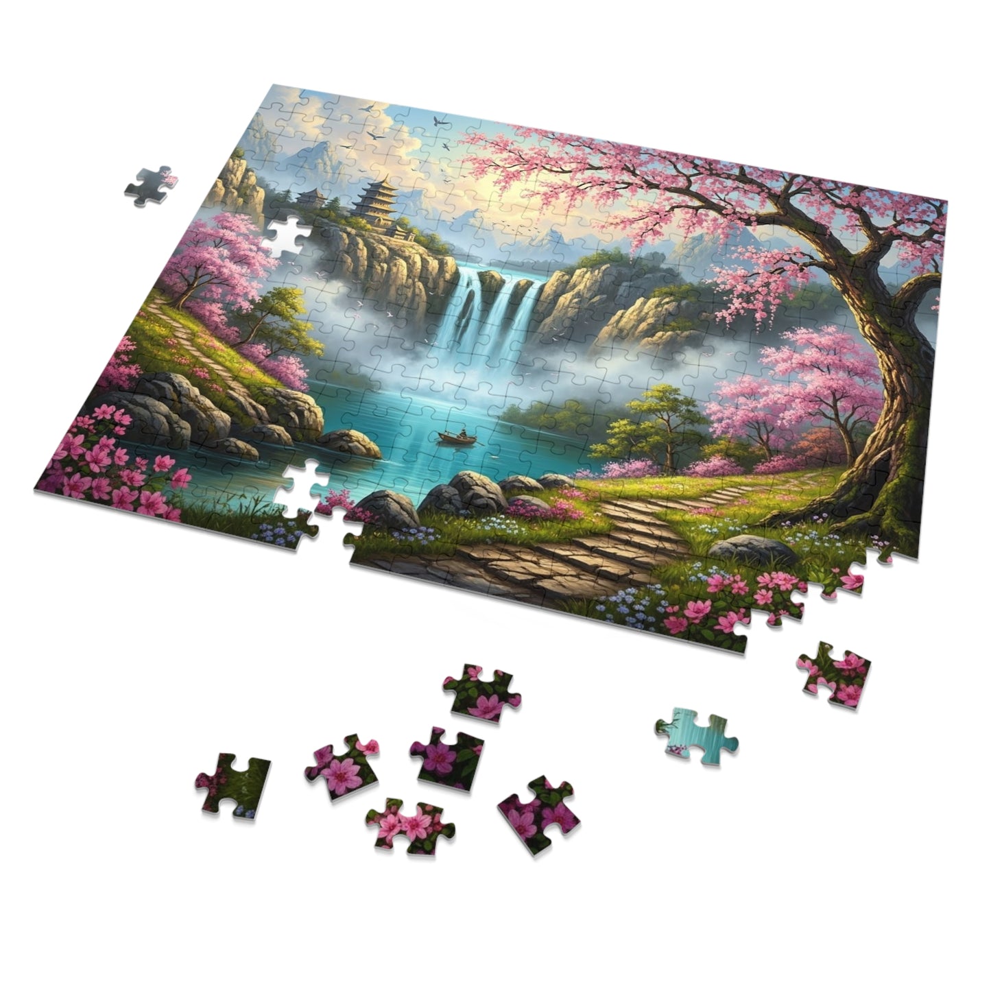 Cherry Blossom Waterfall Jigsaw Puzzle