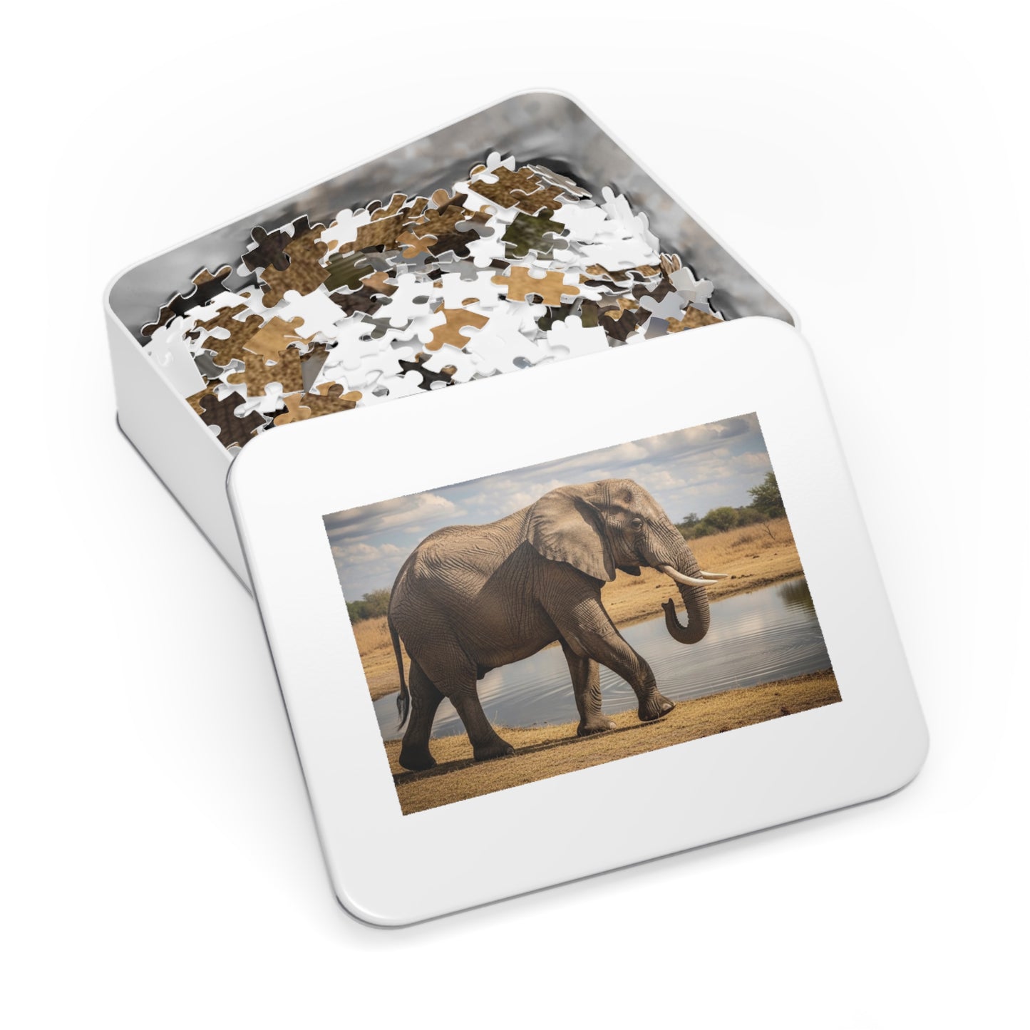 African Elephant at Waterhole Jigsaw Puzzle