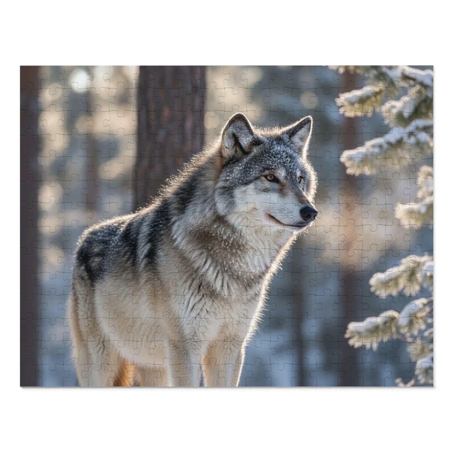 Gray Wolf Winter Jigsaw Puzzle Snowy Forest Wildlife Nature