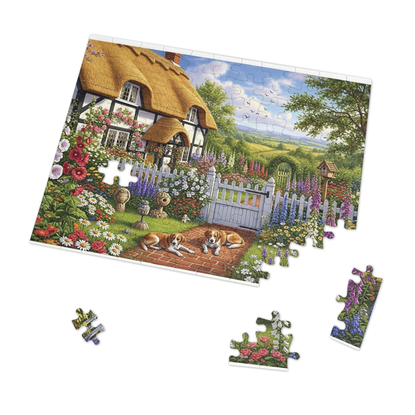 Cozy Cottage Garden Scene Jigsaw Puzzle English Country Home