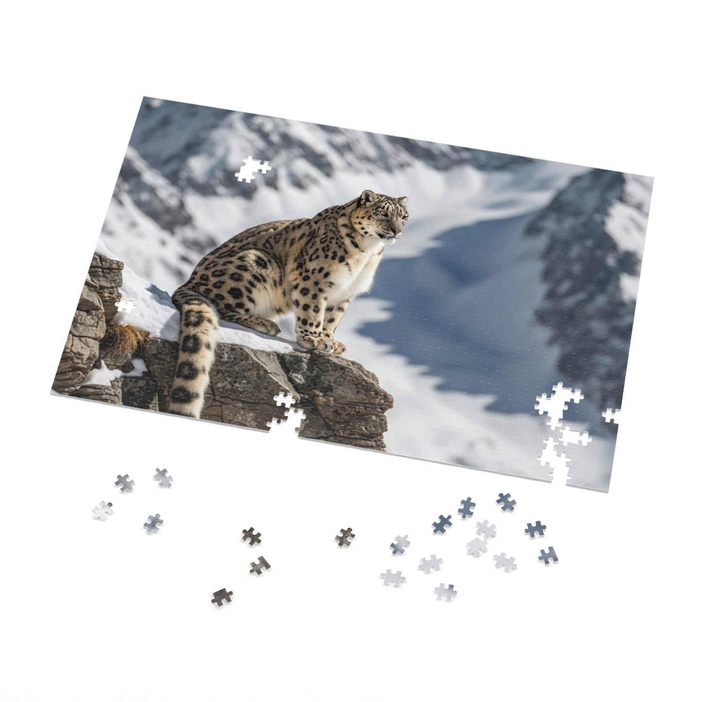 Snow Leopard Mountain Jigsaw Puzzle Majestic Alpine Wildlife Nature Art