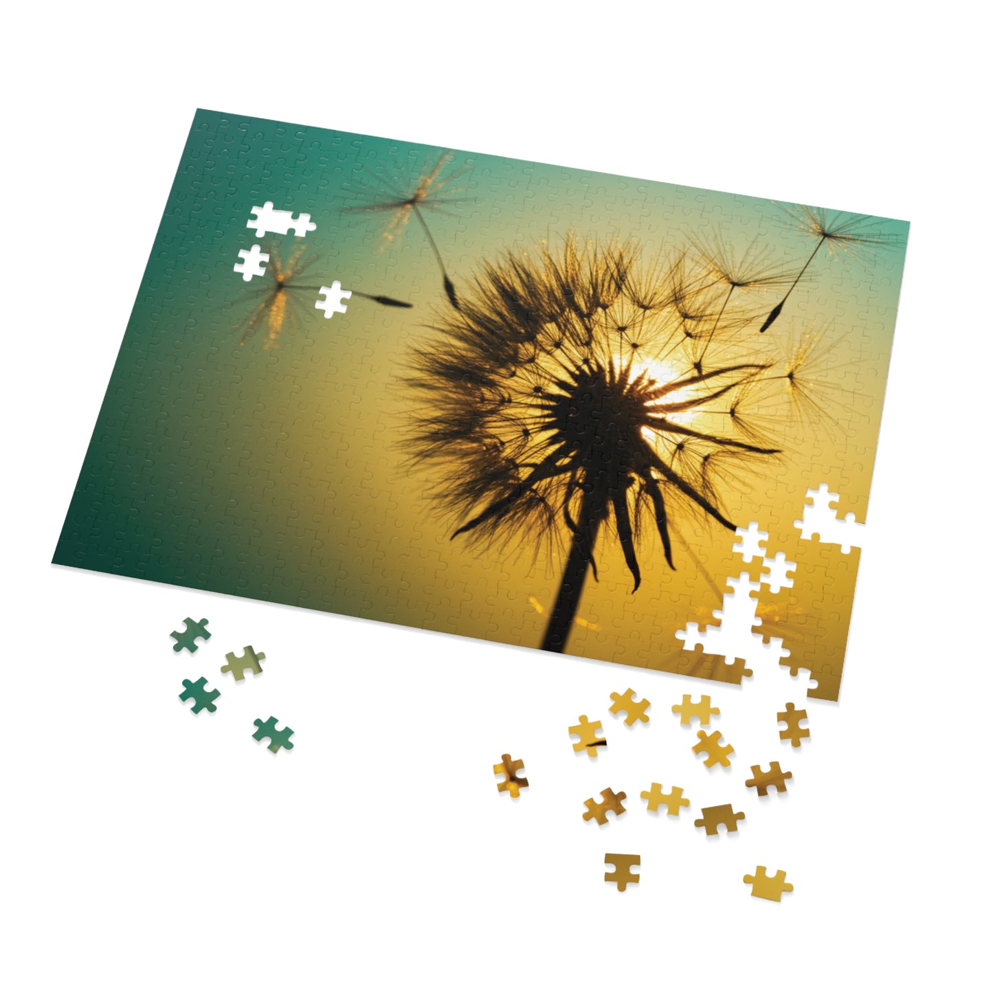 110, 252, 500, 1000, 2000 jigsaw puzzle | Golden Dandelion Glow Puzzle – Serene Nature Jigsaw | Peaceful Sunset Art