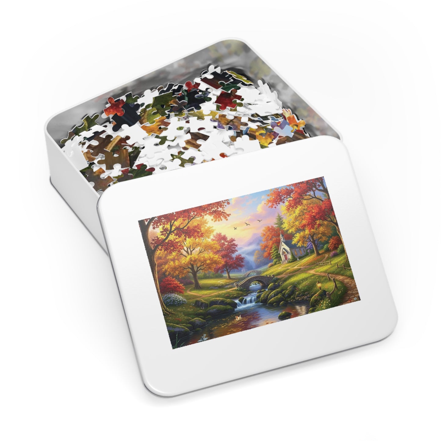 Autumn Chapel Serenity Jigsaw Puzzle