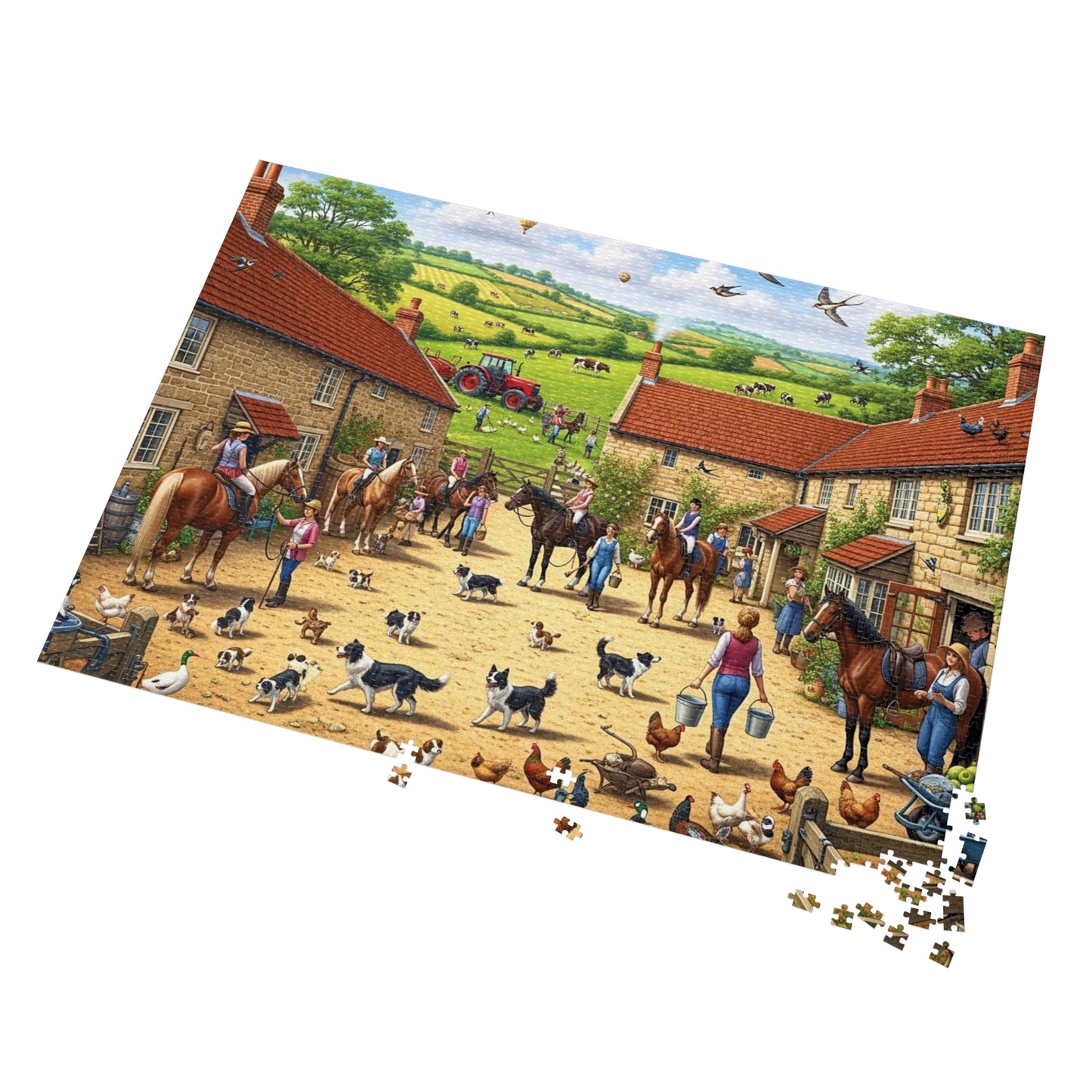 Farmyard Countryside Jigsaw Puzzle Horses Dogs and Rural Life