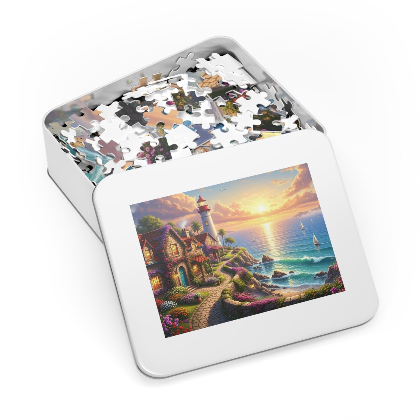 Coastal Lighthouse Sunset Jigsaw Puzzle