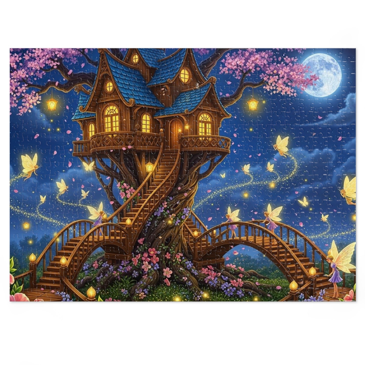 Moonlit Fairy Treehouse Jigsaw Puzzle