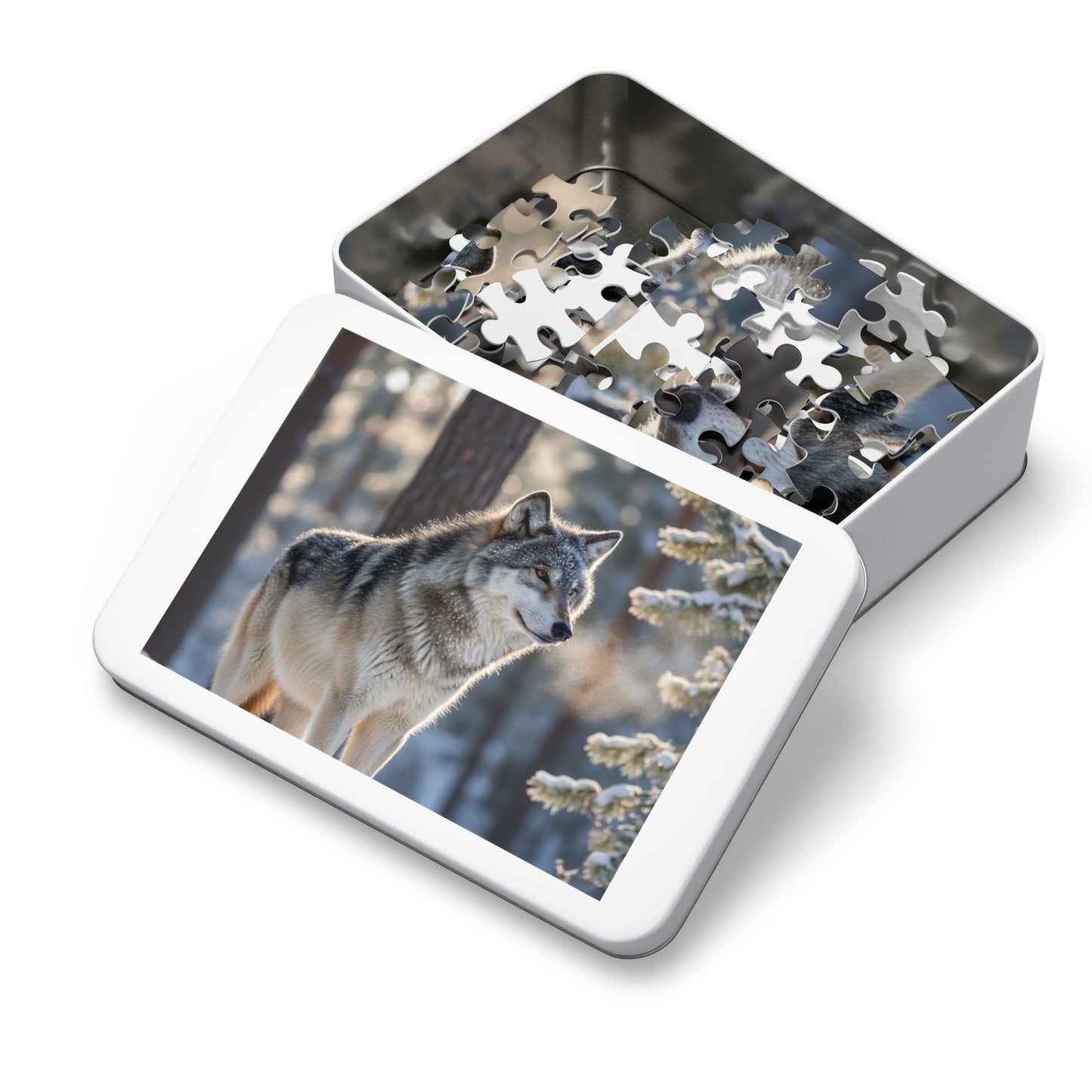 Gray Wolf Winter Jigsaw Puzzle Snowy Forest Wildlife Nature