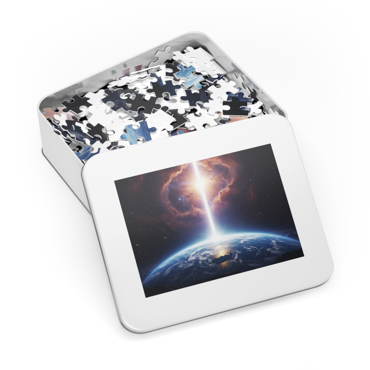 110, 252, 500, 1000, 2000 Planet Earth in Lightbeam Puzzle – Space Explorer Theme | Space Earth Art Jigsaw | Galaxy Scene | Earth from Space View
