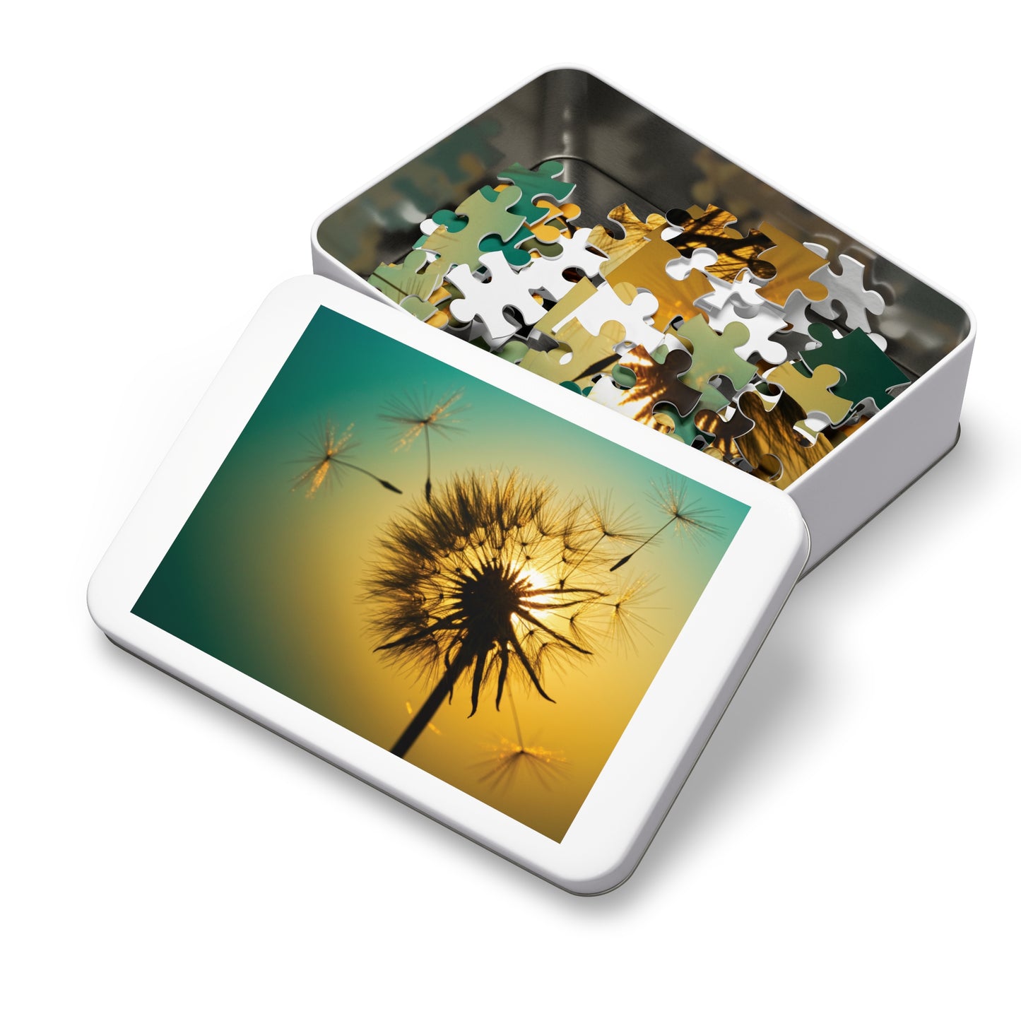 110, 252, 500, 1000, 2000 jigsaw puzzle | Golden Dandelion Glow Puzzle – Serene Nature Jigsaw | Peaceful Sunset Art