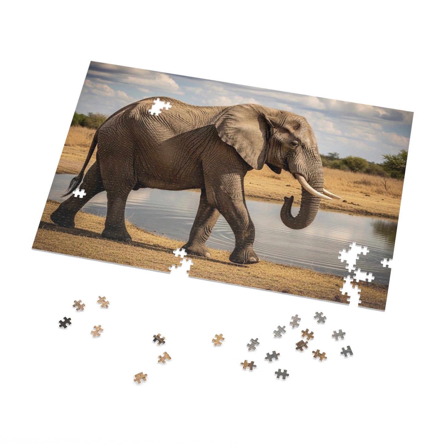 African Elephant at Waterhole Jigsaw Puzzle