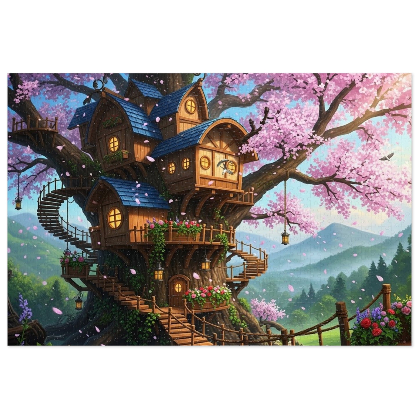 Enchanted Cherry Blossom Treehouse Jigsaw Puzzle