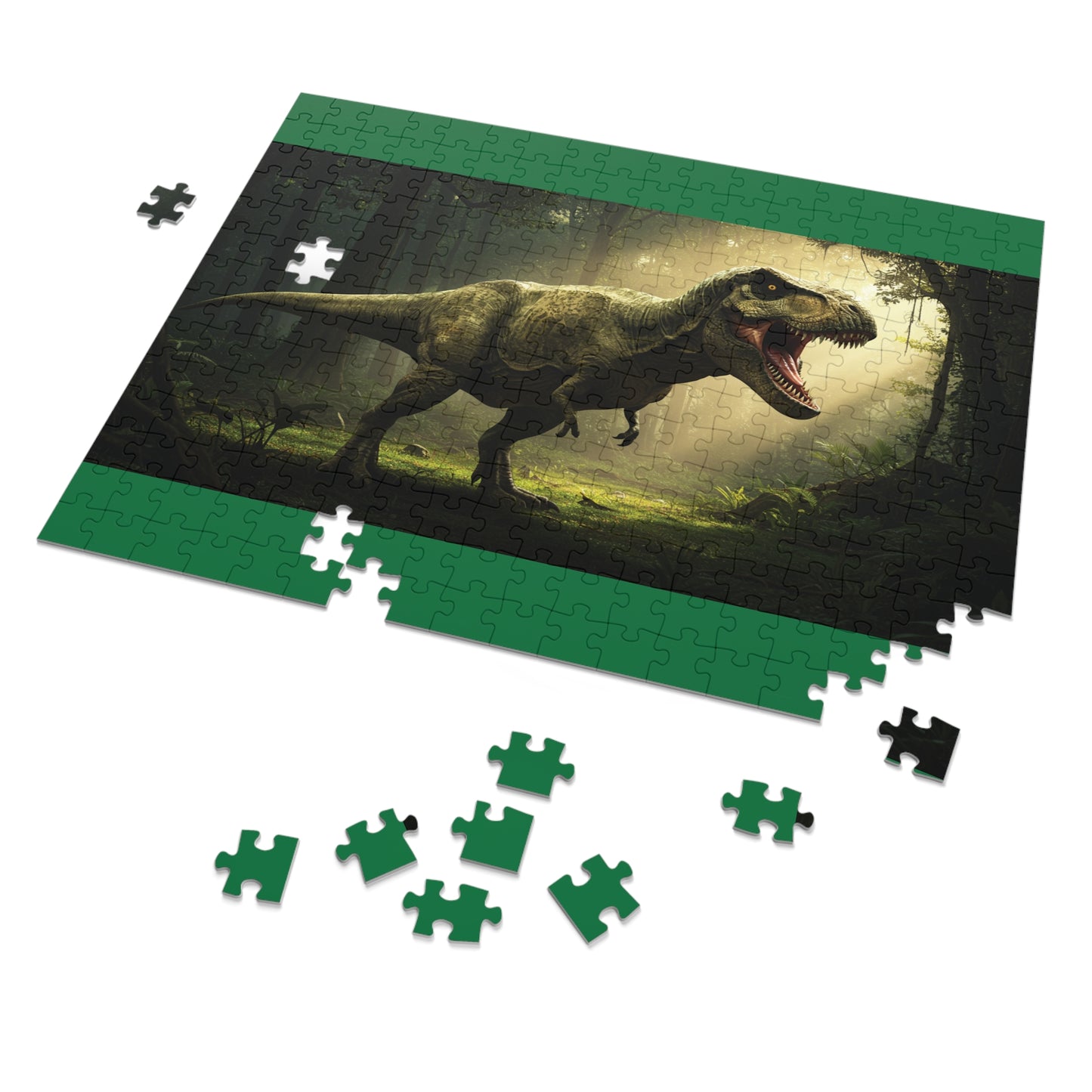30, 110, 252, 500 T-Rex in Primeval Forest, Jurassic Giant Puzzle, Realistic T-Rex Dinosaur Puzzle, Jungle King T-Rex Puzzle, Savage T-Rex Puzzle, Dinosaur Era Puzzle, Tyrant Lizard King Puzzle, Epic Jungle Puzzle, Dino World Puzzle