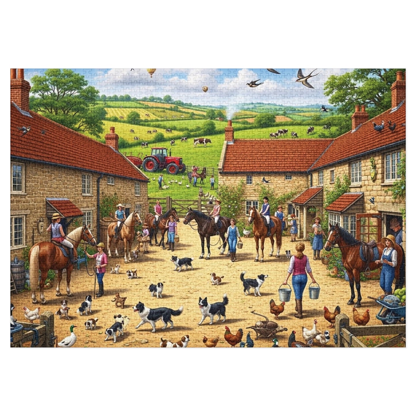 Farmyard Countryside Jigsaw Puzzle Horses Dogs and Rural Life
