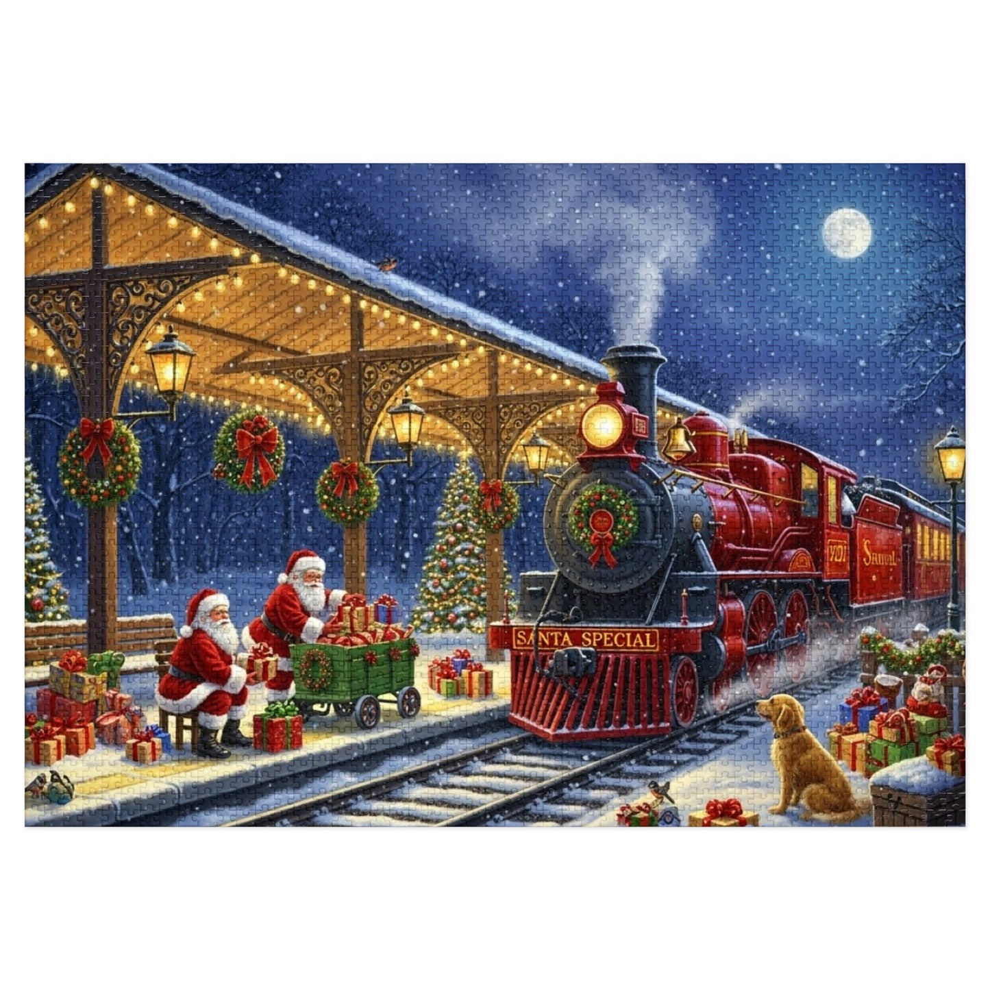 Santa Special Christmas Train Jigsaw Puzzle Magical Winter Night Scene