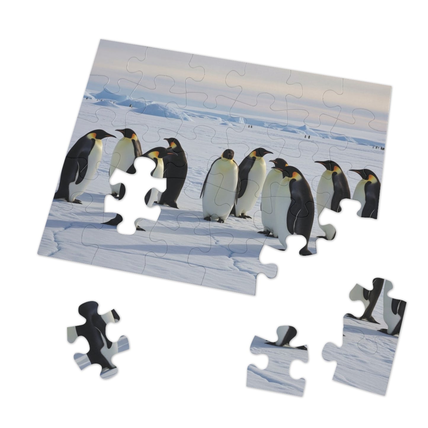 Emperor Penguins Arctic Jigsaw Puzzle | Serene Polar Wildlife Ice Landscape Scene