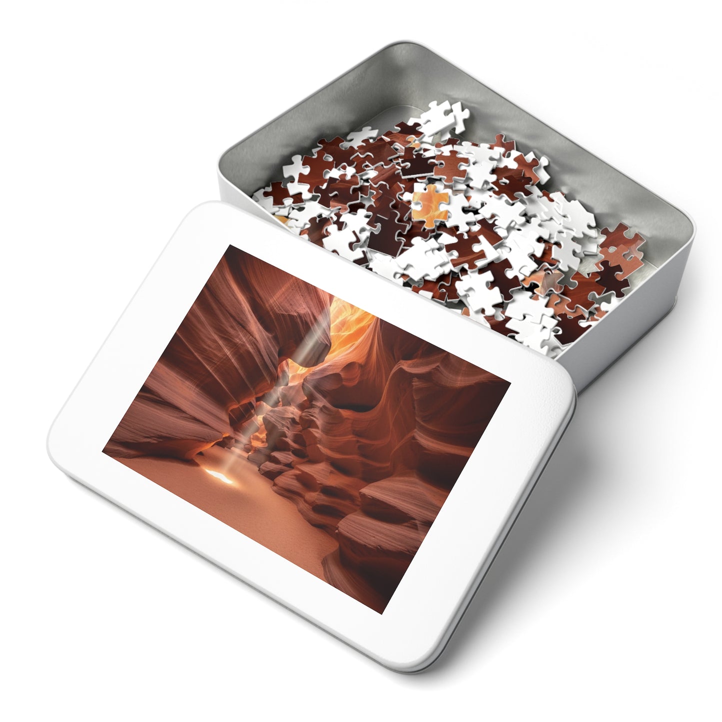 Antelope Canyon Light Beam Jigsaw Puzzle 🌄 Flowing Sandstone, Desert Slot Canyon & Golden Sun Rays