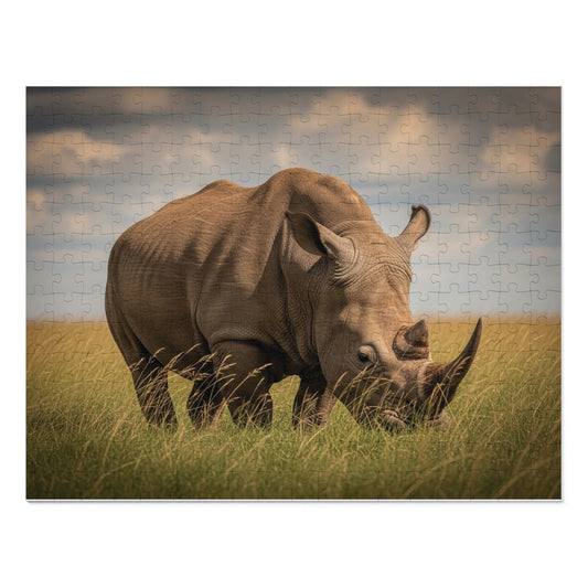Rhinoceros Savannah Jigsaw Puzzle Majestic African Wildlife Nature Art