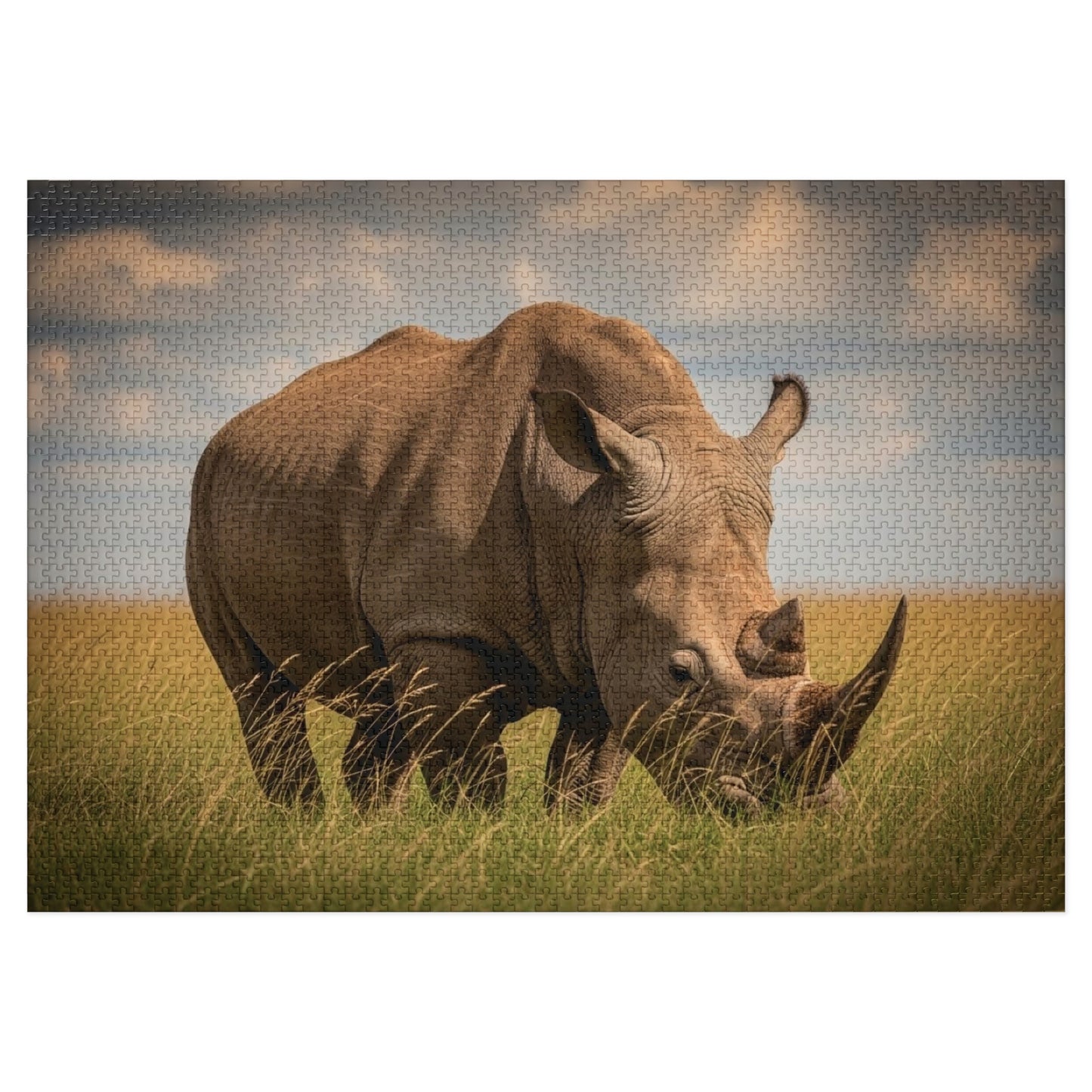 Rhinoceros Savannah Jigsaw Puzzle Majestic African Wildlife Nature Art